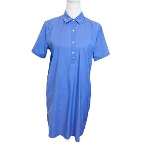 Untuckit Stretch Cotton Popover Presley Shirt Dress Blue Women’s Size Small